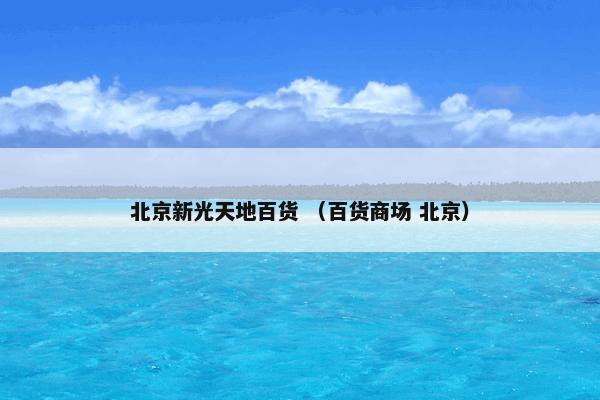 北京新光天地百货怎么理解？北京新光天地百货属于（百货商场和北京）