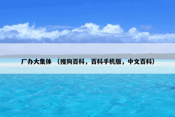 厂办大集体是什么？厂办大集体属于（百科手机版中文百科）